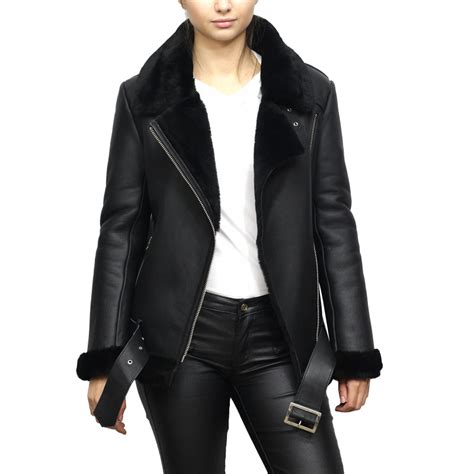 shearling lined black leather jacket